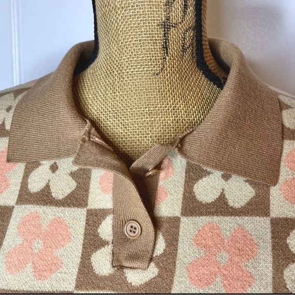 Altar’d State Cropped Pullover Retro Patterned Sweater Size Medium - Picture 2 of 9